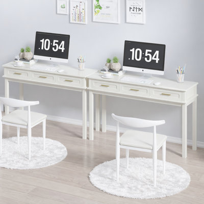 Cream White Vanity Desk with 3 Drawers