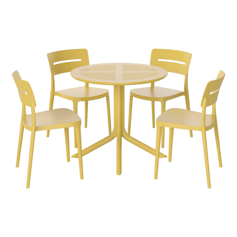 Ensemble repas extérieur pour 4 personnes, Jaune