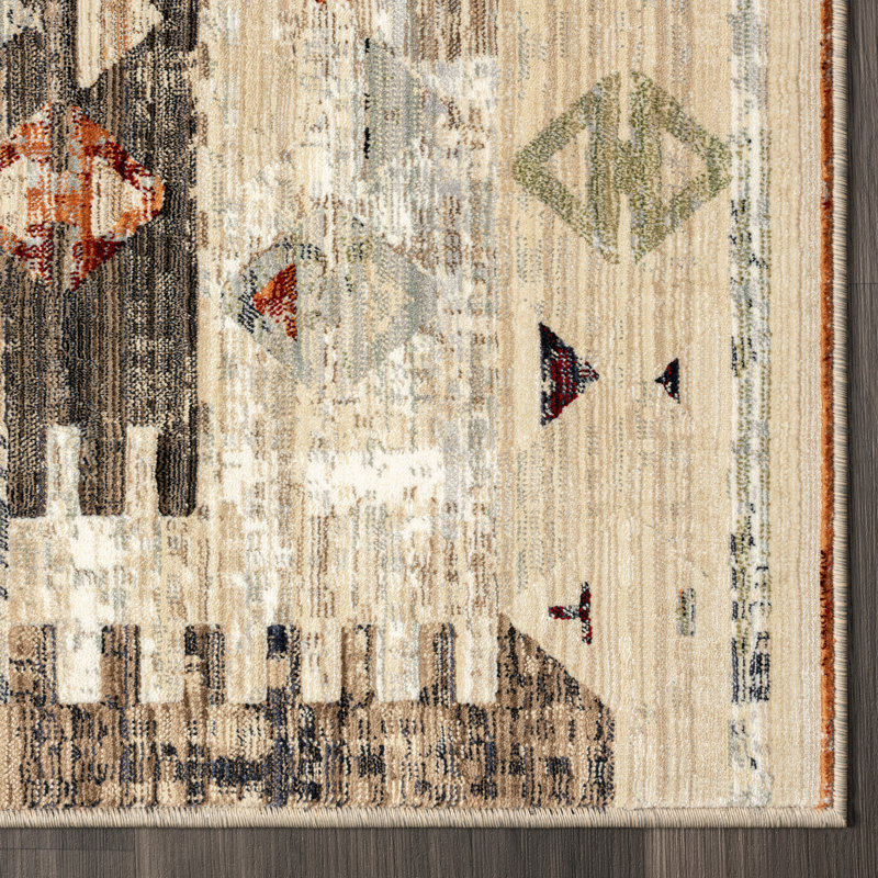 Phoeba Southwestern Area Rug in Beige, Runner 2'3" x 7'8"