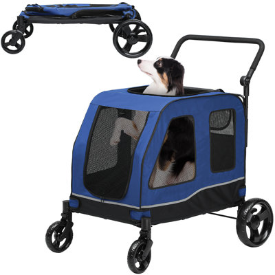Foldable 39"D Large Pet Stroller with Brake