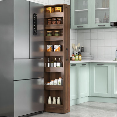 7 Tier Pull Out Storage, Single Sided Open Shelf For Kitchen & Living Room