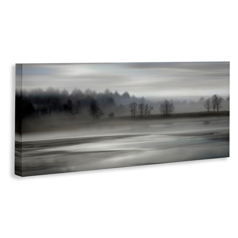 Paysage gris sur toile par Madeline Clark, H 10 po x l 24 po x P 1,5 po