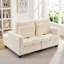 Canapé en velours côtelé moelleux avec dossier carré et réglable, idéal pour les chambres ouvertes. Blanc, mousse et ressorts. Largeur : 123 cm, profondeur : 155 cm, hauteur : 94 cm, poids : 63 kg. Modulable et flexible, il offre différentes postures, un bon maintien et une surface lisse.