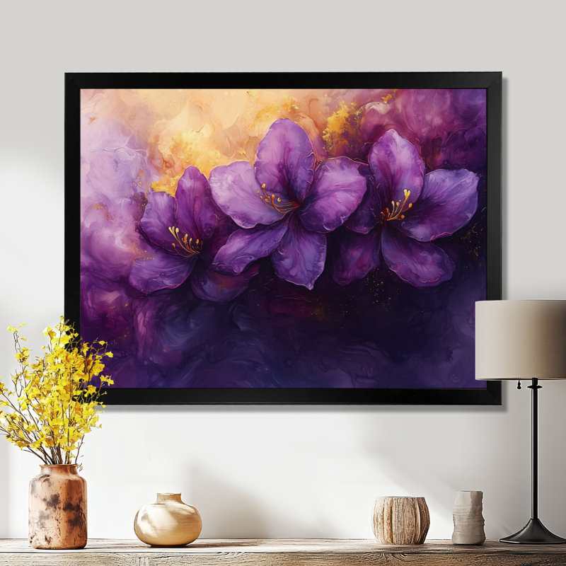 Lavande grâce aux fleurs de rhododendron I - art mural rhododendron, 12" H x 20" W, Black