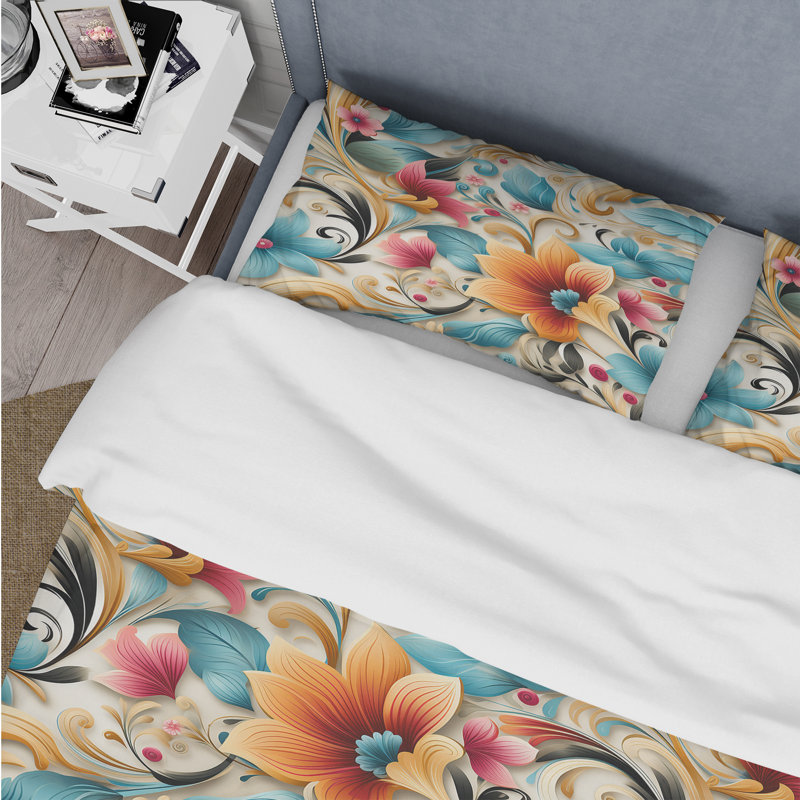 Literie rétro marocaine aux tons riches II, Housse de couette pour grand lit et 2 taies décor