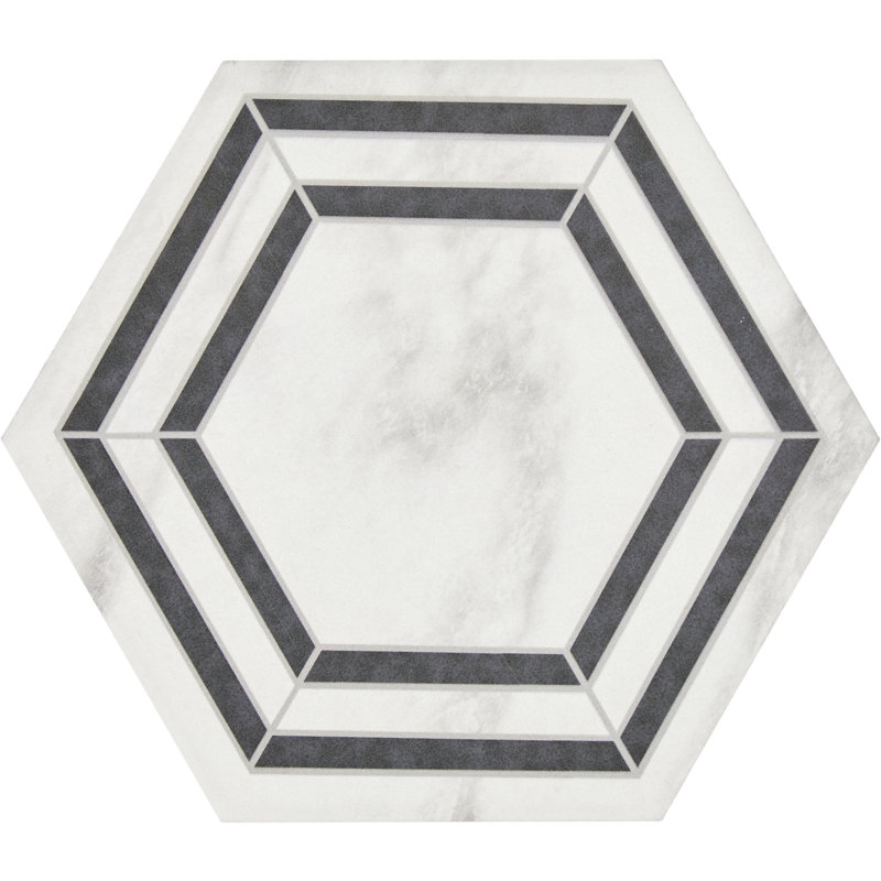 Carrelage mural décoratif hexagonal en porcelaine émaillée 8 "x 9" Perpetuo, Nuptiale