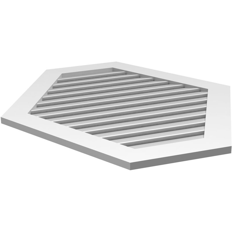 Horizontal Peaked Surface Mount Signature Urethane Functional Gable Vent, Primed Tan, 42" H x 38" W x 1" D