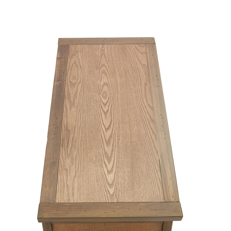 Banc de rangement en bois avec plateau rabattable, Chêne vieilli