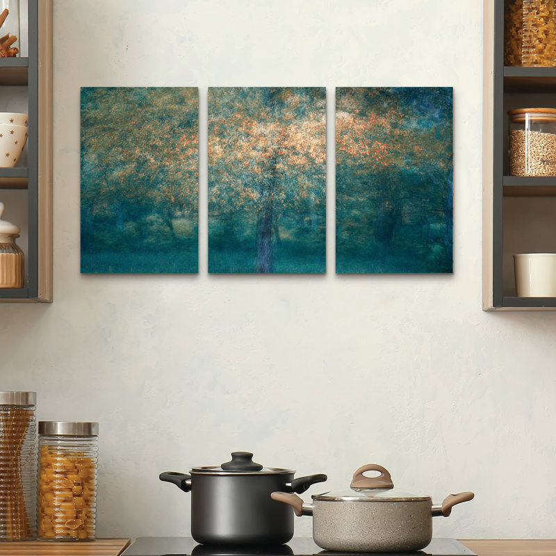 Ensemble de 3 panneaux muraux - Masaki Sugita «etch», art mural sur toile pour le salon, la chambre à coucher ou le bureau 