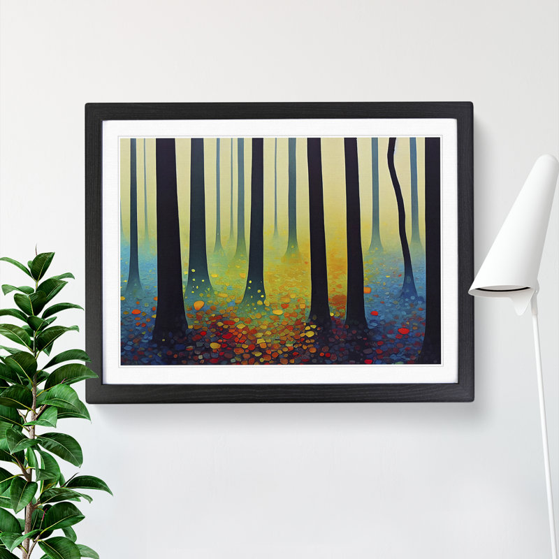 Summer Forest Painted Vol.3 - Single Picture Frame Painting, 46cm H x 64cm W x 2cm D, Black Framed