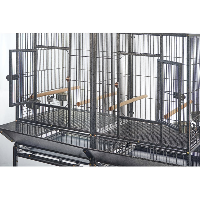 Double Bird Cage with PlayStand, 55.12" Tall.