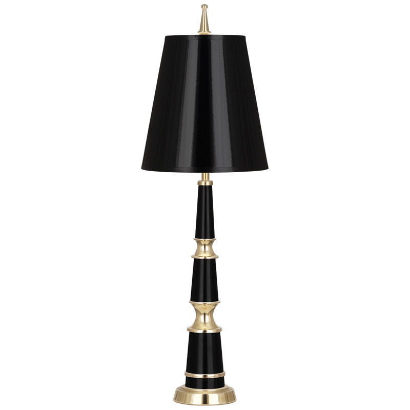 Versaille Metal Buffet Lamp, Black/Modern Brass, Black/Matte Gold Lining