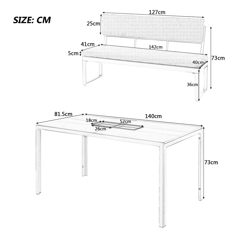Bekelja Rectangular 6 - Person 140cm Long Dining Set with Cushions