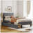 Twin Size Upholstered Platform Bed With 2 Drawers-1408547432