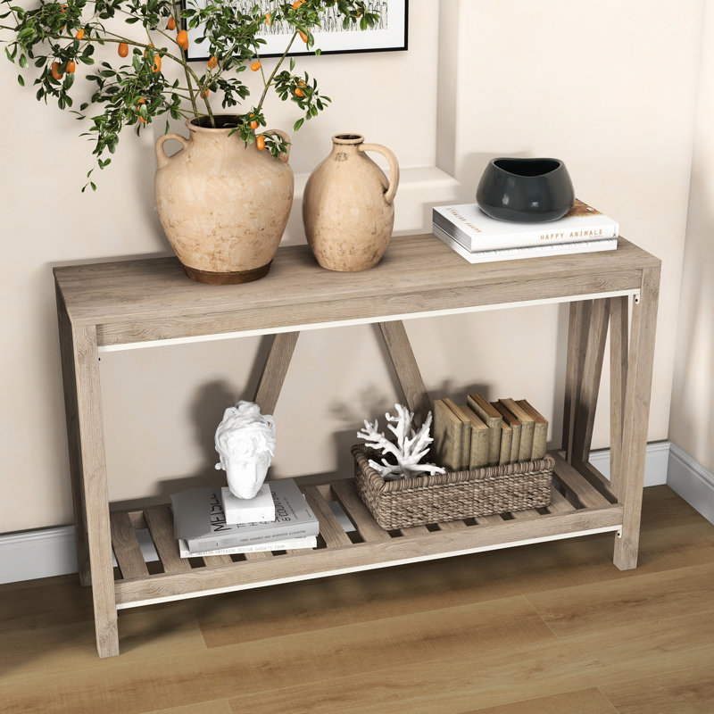 Table d'entrée rustique, console avec rangement gris. Table de particules pour le salon et le couloir. Peut supporter une capacité de 66 livres - Pièce de style, supports
