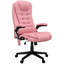 Chaise de bureau de massage à haut dossier avec 6 points de vibration et fauteuil chauffant inclinable en cuir PU avec accoudoirs et télécommande, rose