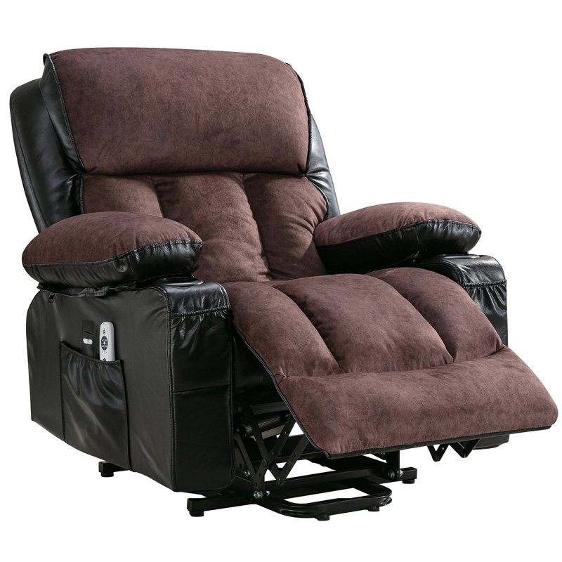 Le fauteuil électrique électrique Power Lift, adapté aux personnes âgées, avec fonctions de chauffage et de vibration, cuir polaire avec USB, peut être utilisé pour s'allonger. Brun noir