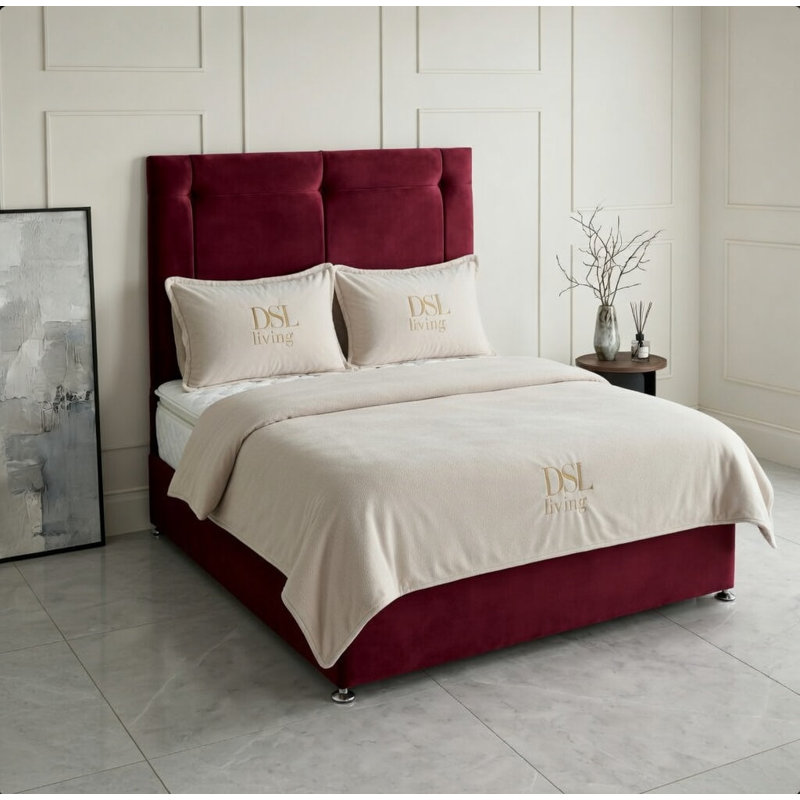 Kingsley Divan Bed, King, Maroon