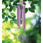Carillon extérieur 22 "en métal et cristal Zen avec décorations mauves et crochet - Rose-92580496