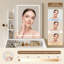 Dressing Table Set with LED Lighting Mirror, 3 Light Colors, Adjustable Brightness,Vanity Table with Hidden Storage Stool-1626956000