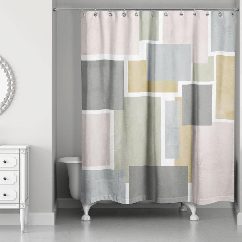 Janyus Abstract Shower Curtain with Hooks Included