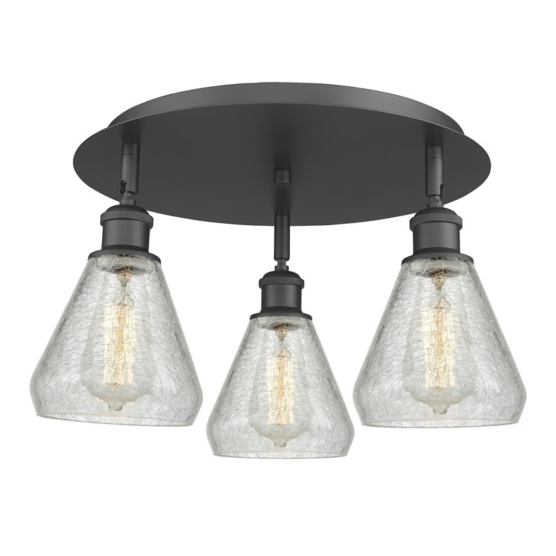 Beaonca Glass Flush Mount, Matte Black