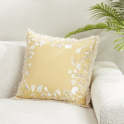 Graceful Embroidered Floral Down Filled Pillow