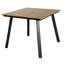 Table de salle à manger carrée avec trou pour parasol, structure en fer robuste et plateau en composite bois-plastique pour une utilisation toutes saisons