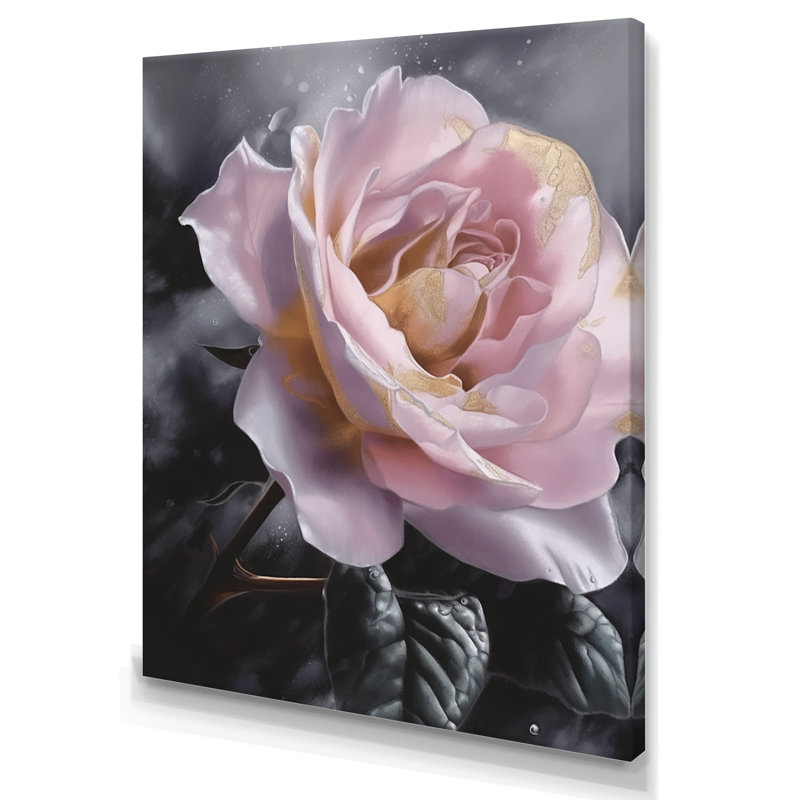 Roses élégantes roses - imprimé, H 32 po x l 24 po x P 1 po, Toile tendue