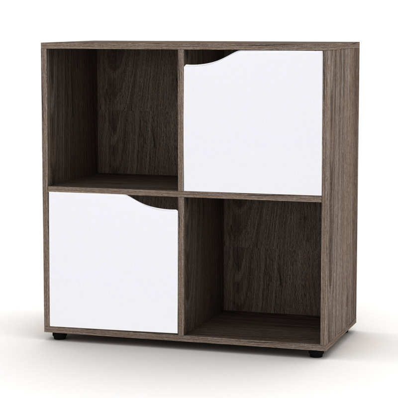 Swarna 61cm H x 60cm W Standard Bookcase, Anthracite/White