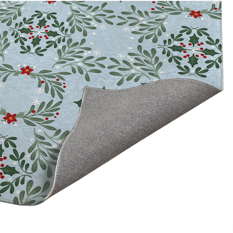 Paillasson Winter Mistletoe, Argent / bleu, L 36 po x L 60 po