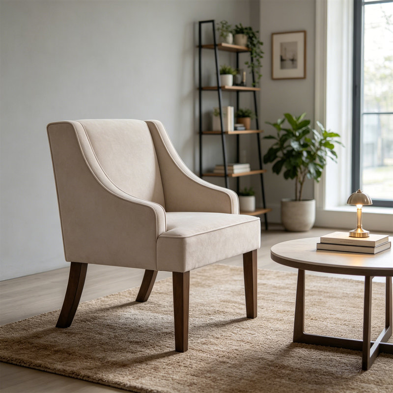 Chaise d'appoint Mid-Century moderne, Taupe Velvet