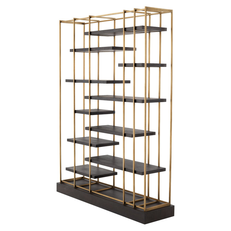 Ward Bookcase, Charcoal Gray/Brushed Brass