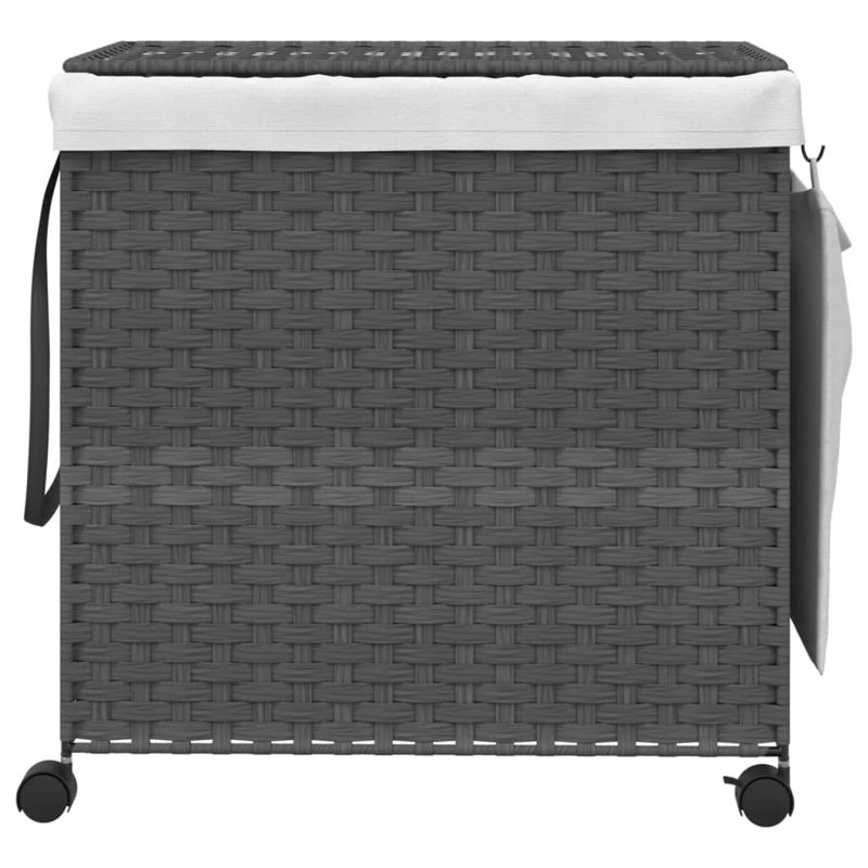  Panier à linge avec roues en rotin, Gris, H 23,8 po x l 23,6 po x P 13,8 po