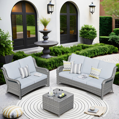 Tommy Polyethylene (PE) Wicker 5 - Person Seating Group with Cushions by Lark Manor