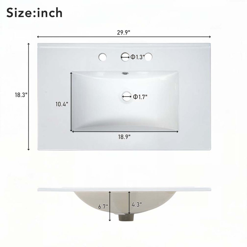Meuble-lavabo de salle de bain avec lavabo en céramique