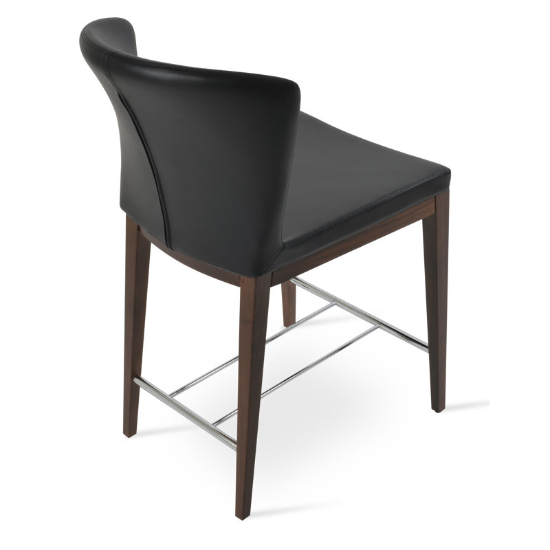Tabouret de bar et de comptoir à dossier haut Capri, Noyer noir, Tabouret de comptoir (siège d'une hauteur de 24 p