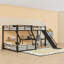 Lit superposé en métal avec glissade, ports USB et bureau-270970883