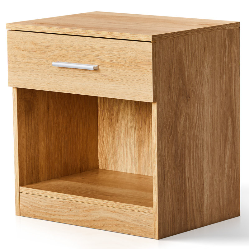 1-Drawer Nightstand With Bottom Shelf Pure Oak Tone E1 Particleboard 39X28x41 Cm
