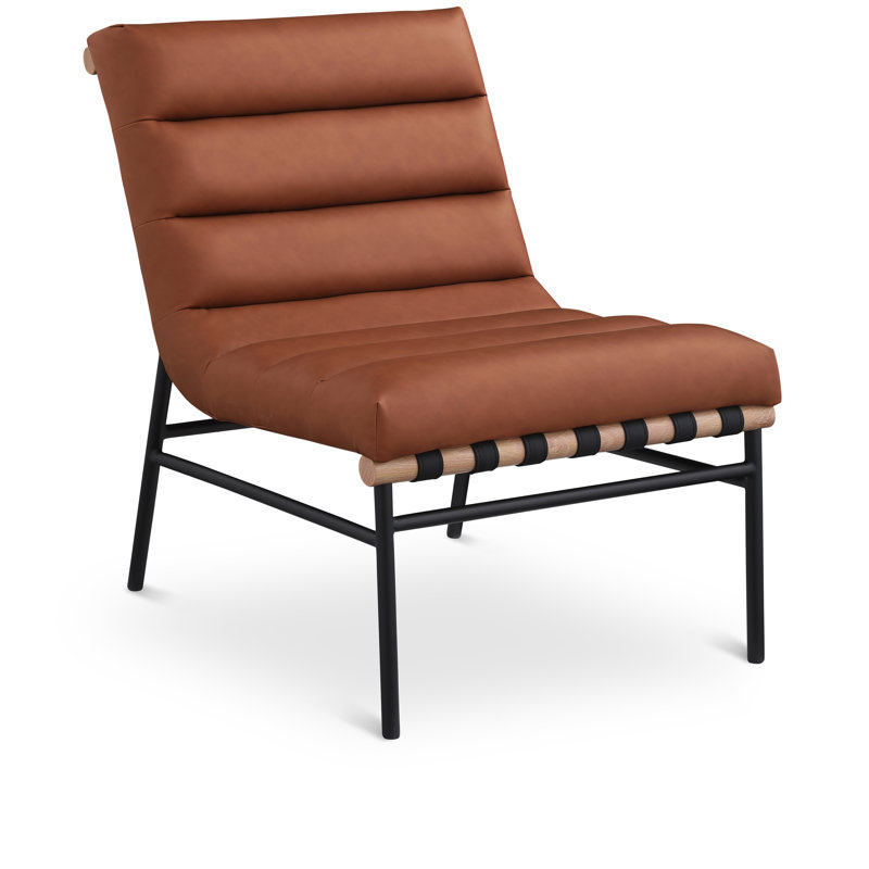 Shayah 24.5'' Wide Side Chair, Soft Cognac Faux Leather
