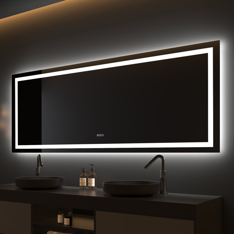 Grand miroir de salle de bain à DEL 36 po x 96 po avec désembueur et fonction à intensité variable