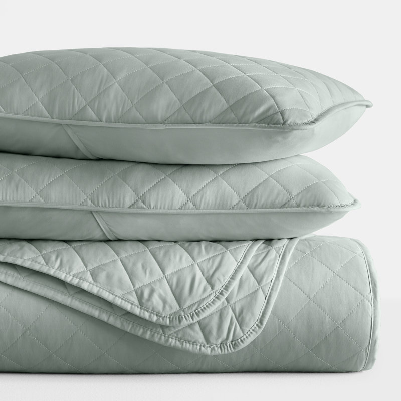 Eucalyptus Twin Microfiber Reversible Quilt Set with Shams
