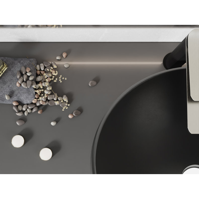 ANZZI 16.5'' Glass Circular Bathroom Sink, Matte Black