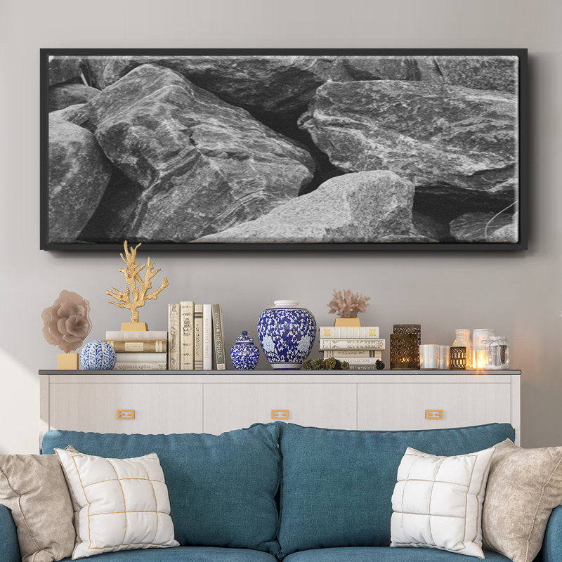 Found Textures VII- Framed Canvas, 12" H x 30" W
