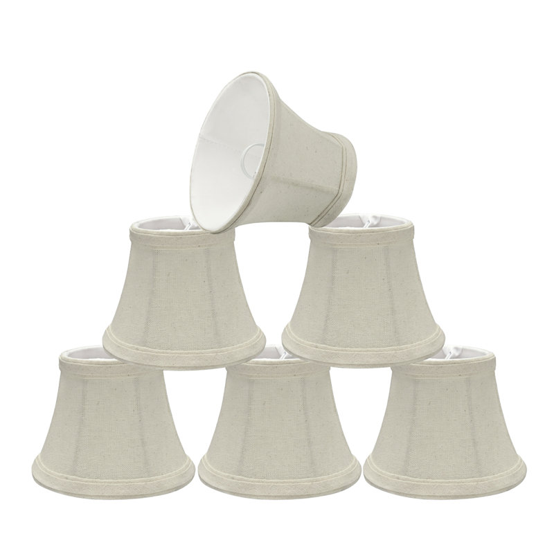 Set of Six White Linen Bell Lamp Shades