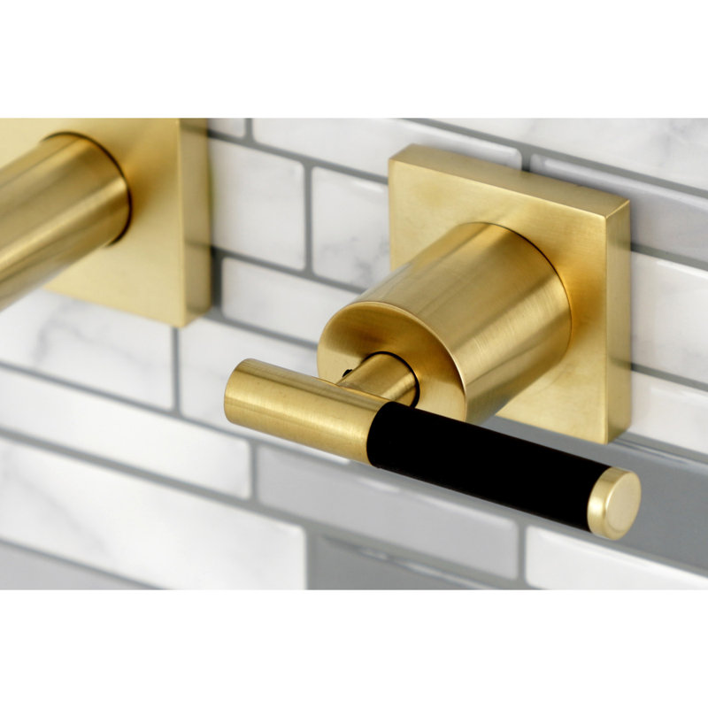 Kingston Brass Millennium Two-Handle 3-Hole Wall Mount Bathroom Faucet, Brushed Brass, Lever