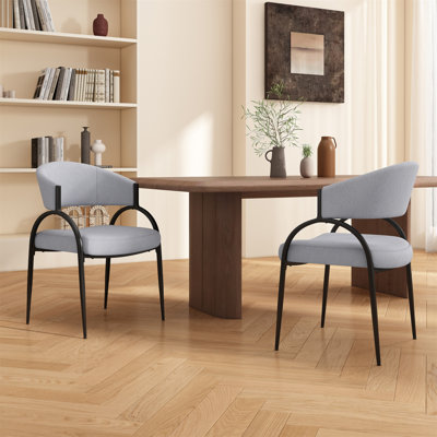 Chaises de salle à manger rembourrées avec pieds en métal (ensemble de 2), gris