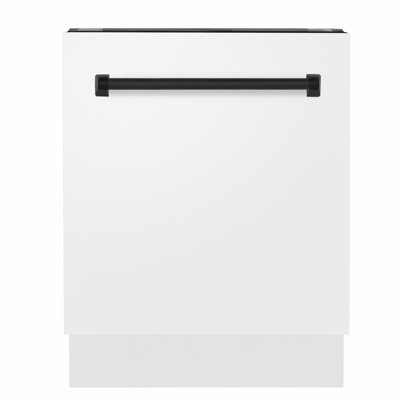 ZLINE Autograph Edition 24 in. Tallac Series 3rd Rack Top Control Built-In Tall Tub Dishwasher in White Matte with Handle, 51dBa