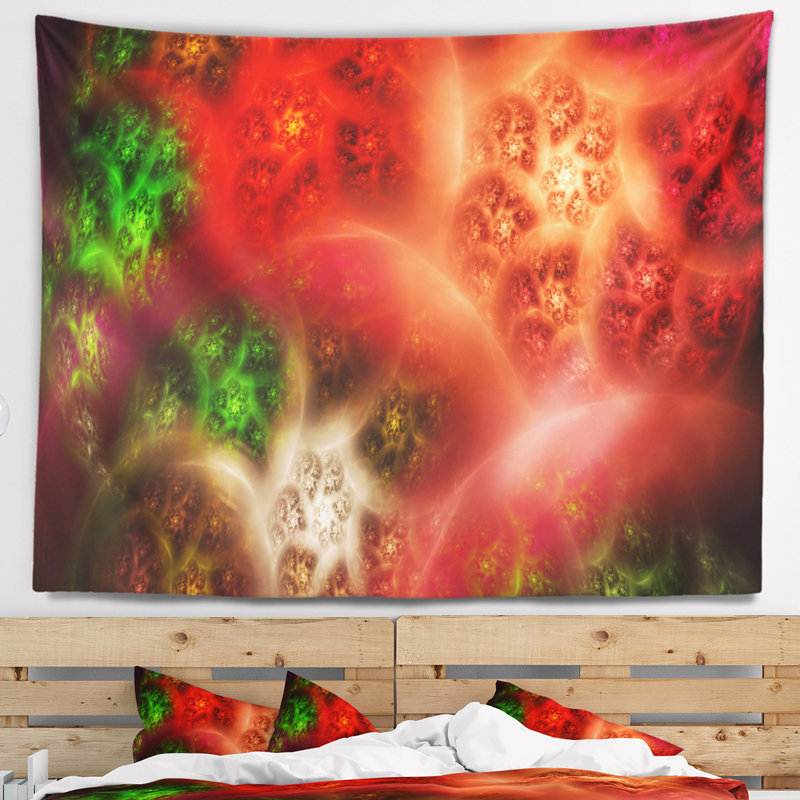 Tapisserie abstraite «Red Magic Stormy Sky», H 50 po x l 60 po