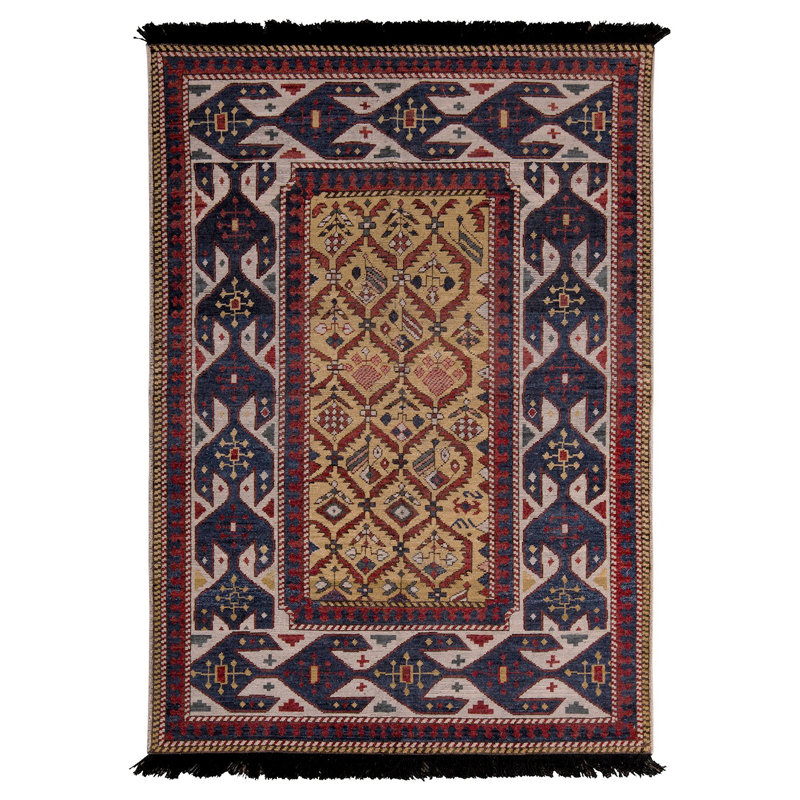 Burano Hand Knotted Wool Geometric Area Rug, Rectangle 10' x 14'